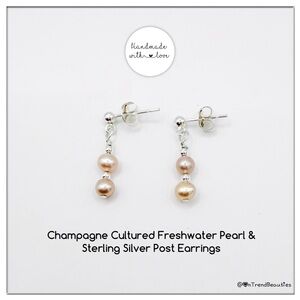 Champagne Cultured Freshwater Pearl & Sterling Silver Drop Earrings